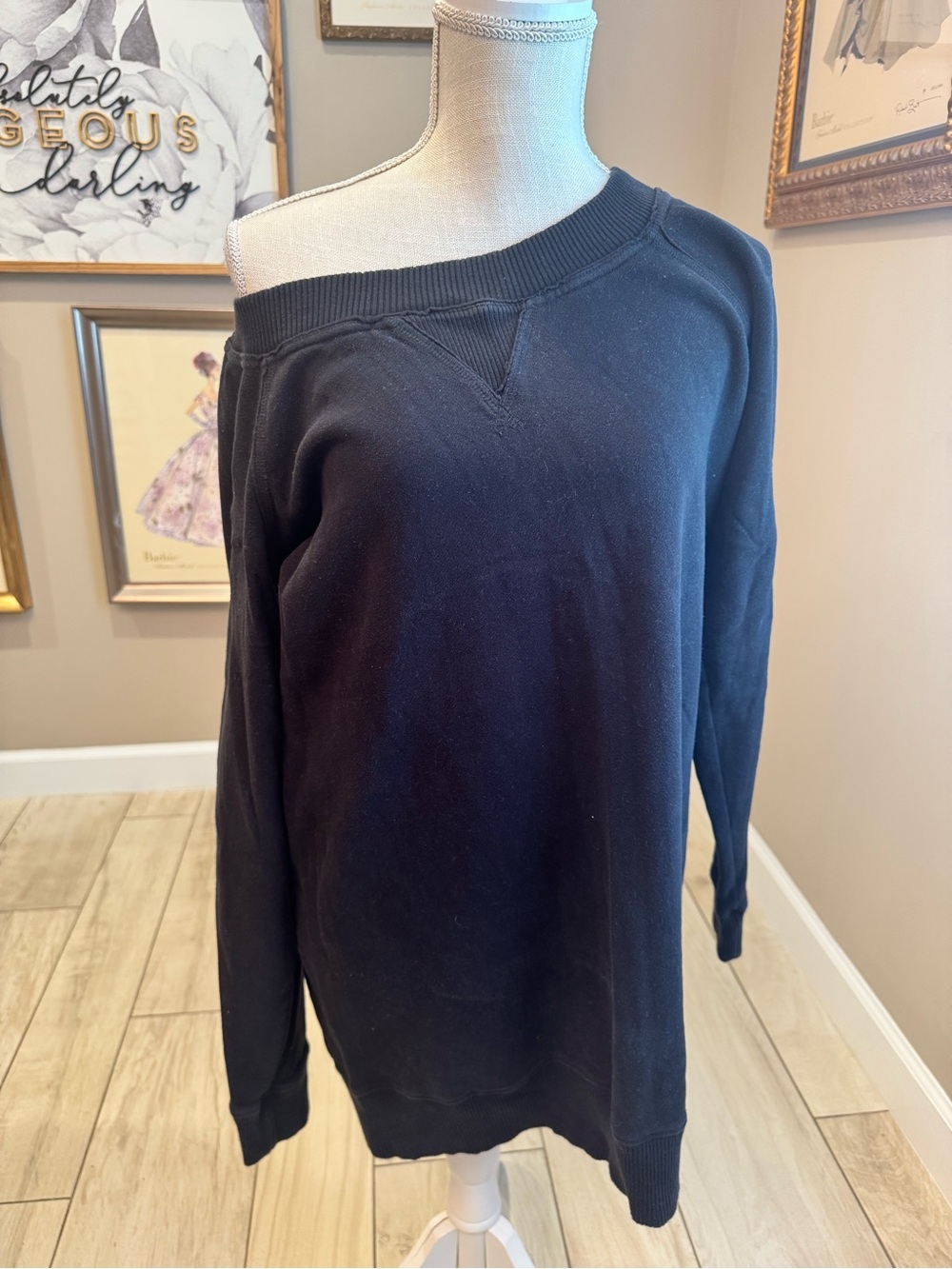 5 for $30 Aerie Off-Shoulder Black Women's Sweatshirt